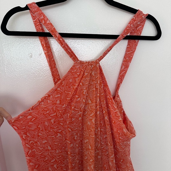 Diane Von Furstenberg 100% Silk Halter Maxi Dress ogami Orange tropical - Picture 2 of 10